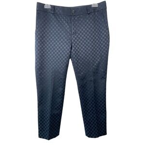 Banana Republic Hampton Pant Navy Blue Checkered Jacquard Slim Ankle Trousers 8